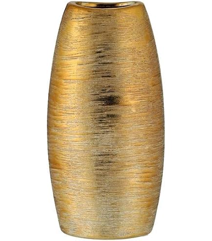 Vixdonos Set di 2 piccoli vasi da fiori in metallo color ottone, 17 cm, moderni vasi decorativi per la casa, matrimonio o regalo (oro