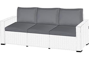 G&H Keter Allibert California Outdoor Replacement Cushion Pads 2, 3 or 4 Seater Rattan Patio Set Sofa Cushions Pads(CUSHION) (6 PC Grey 3 Seater) With 100% Foam Filling