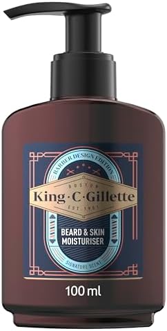 King C Gillette Crema Idratante Barba e Viso con Vitamina B3 e Olio di Argan, Ammorbidisce la Pelle e la Barba Incolta Crema Idratante per Uomo, 100ml