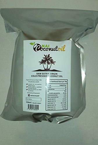 Bulk 1.6kg 1700ml net Unrefined Raw Coconut oil Cold pressed Extra virgin Uk lab tested