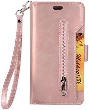 iPhone 7 Plus Case,iPhone 8 Plus Case [with Free Screen Protector], Qimmortal(TM) Premium PU Leather Wallet Purses Case Stand Book Type Style Cover with [Lanyard Strap] and [Credit Card Holders Slots] Flip Folio Magnetic Detachable Button Protective Case Cover For Apple iPhone 7 Plus/iPhone 8 Plus - Rose