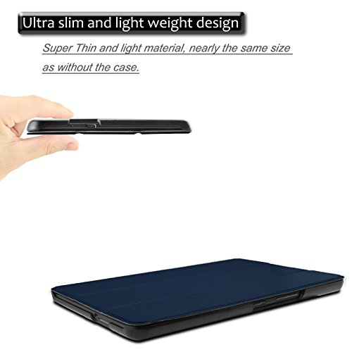 ASUS ZenPad Z8 / ZenPad 3 8.0 Hülle, Infiland Ultra Dünn Tri-Fold Smart-Muschel PU Leder Ultra Schlank Superleicht Ständer Smart Shell Cover Schutzhülle Etui Tasche für ZenPad Z8 ZT581KL / ZenPad 3 8.0 Z581KL 20,06 cm (7,9 Zoll) Tablet-PC (mit Auto Schlaf / Wach Funktion)(Dunkleblau) - 5