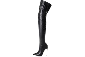 SPONYBORTY 11 cm Overknee stövlar sexiga högklackade lårhöga stövlar stilettskor höststövlar kvinnor stora skor damer/svart/41 EU