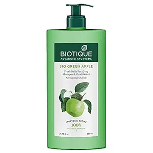 Biotique Bio Green Apple Fresh Daily Purifying Shampoo and Conditioner for Oily Scalp and Hair, 650ml