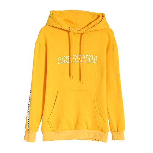 SmallJun Felpe da Uomo con Cappuccio-Felpe con Cappuccio Pullover con Cappuccio e Stampa Club Unisex Unisex con Lettere,Giallo 2X-Large