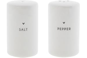 Salz- und Pfefferstreuer Set 2tlg. weiß mit schwarzem Herz Bastion Collections