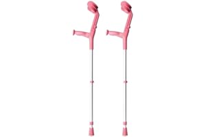 QUERALTO Forta - Stampelle in alluminio a doppia regolazione su canna e gomito, color rosso corallo, 2 unità