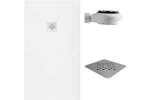 SOULBATH Plato de Ducha - Resina - Gel Coat - Textura Liso/Piedra - Antideslizante - Color Blanco - 140x100- Extraplano 3cm. Incluye Válvula de desagüe - Standard