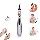 Electronic Acupuncture Pen Pain Relief Therapy Massage Pen Acupuncture Magnet Therapy Instrument Heal Massage Meridian Energy Pen Massager (Silvery)