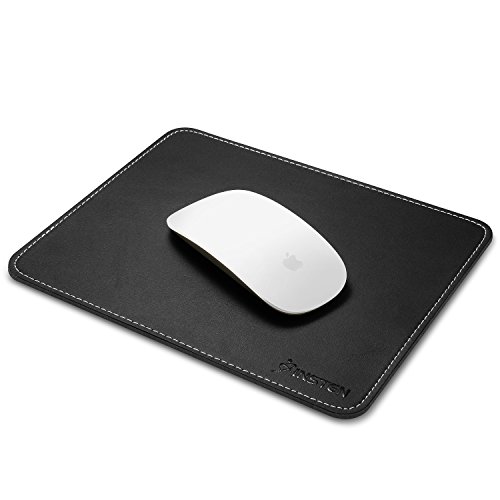 Insten Premium Synthetic Leather Mouse Pad with Waterproof Coating, Non Slip & Elegant Stitched Edges, Black