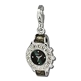 SilberDream Charm 925 Echt Silber Anhänger schwarz Armbanduhr Zirkonia FC657