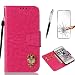 Produktbild Handyhülle LG V30/LG V30 Plus Hülle LaiXin Eule Tasche Schutzhülle Case Cover Handytasche Flip Book Style [Stoff Bezug und PU leder] mit Kreditkartenhaltern, Standfunktion +Eingabestift Touchstift+Displayschutz-Rose rot