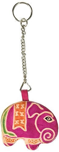 Preisvergleich Produktbild Schwarz Leder mit pink Elefant Schlüsselanhänger