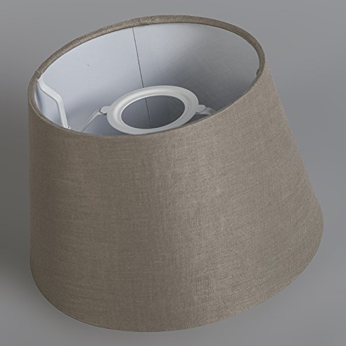 QAZQA Leinen Lampenschirm 25cm rund DS E27 leinen taupe , Rund konisch Schirm Pendelleuchte, Schirm Stehleuchte, - 4