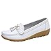 Produktbild Ba Zha HEI  Damen Beiläufig Weicher Boden Steigung Einzelne Schuhe Erbsenschuhe Frühling Herbst Outdoor Breathable Tuch Schuhe Flache Fußschuhe (Weiß, 38)