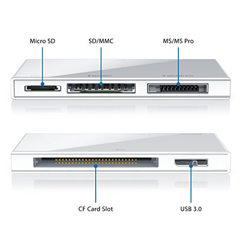 CSL – USB 3.0 All in One Cardreader extern | parallele Auslesung von mehreren Speicherkarten | externer mini Multi Kartenlesegerät im slim Design | bis zu 5 Gbps | für MicroSD / SD / MMC / rs MMC / MS / MS Duo / CF / CF II | Neues Modell | weiß - 2