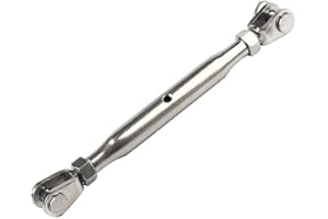 Tensor de acero inoxidable, BE-TOOL M12 de acero inoxidable con cuerpo cerrado, mandíbula de tornillo para ajustar la tensión en cuerdas, cables y líneas