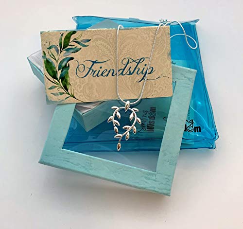 Smiling Wisdom Silver Vine Necklace Friendship Gift Set Unique