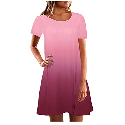 Wtouhe Femme Robe, 2019 Mode Femme Casual Lace Up O-Cou Papillons Imprimer Swing Sleeve Dress, Cocktail Party, Vintage Robe ImpriméE Taille Haute,Jupe Genou,Vert,Violet,Bleu,Orange,Taille S-2Xl