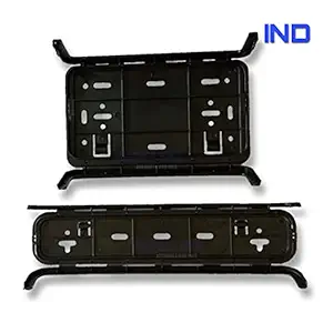 IND Pradeep Bike- Number Plates Frame,Holder, Protector - ABS Plastic Black for All Motorcycle HSRP Plat, Standard Size One Set Font and Back