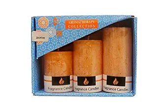 AuraDecor Fragrance Pillar Candle Gift Set of 3 ( 2*2 inch , 2*3 inch , 2*4 Inch ) (Jasmine)