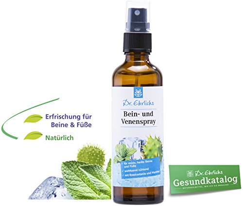 Dr. Ehrlichs Bein- und Venenspray 75 ml - Kühle Frische von Außen für schwere müde geschwollene Beine -schmerzende heiße Füße und Venenleiden - Rosskastanie & Menthol für müde Beinen - zum Erfrischen - Kühlend - Ideal im Sommer - WELLNESS für Füße, Beine und Venen - Natürlich