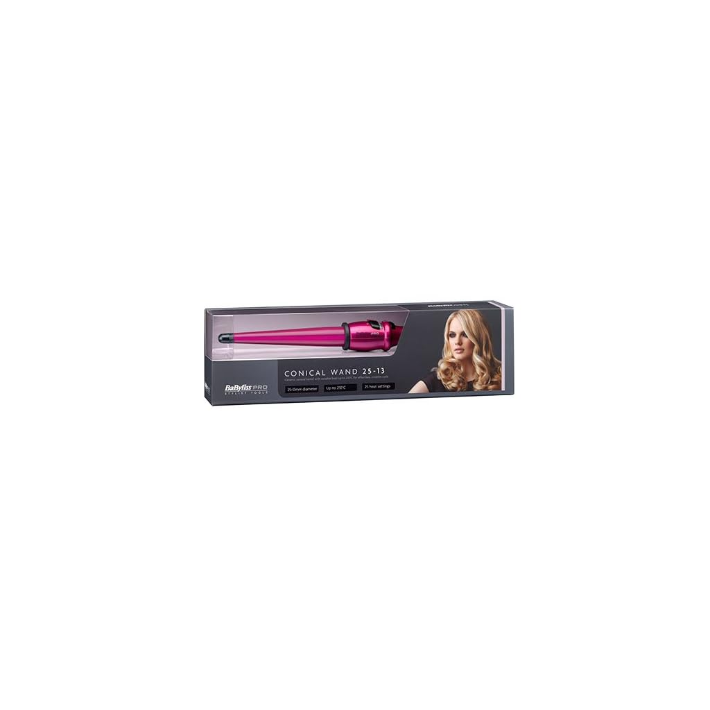 Hair Curling by BaByliss PRO Porcelain Conical Wand Hot Pink 25mm13mm