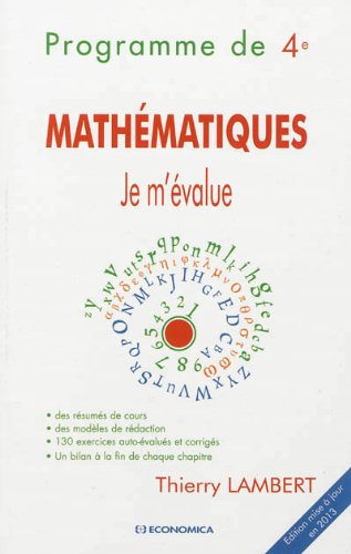 Download Mathématiques - Je m'évalue : Programme de 4e Download Mathématiques - Je m'évalue : Programme de 4e
