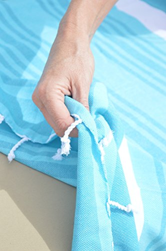 Hamamtuch ‚Melodi‘ | Hamam Badetuch, Strandtuch xxl | Größe 100 x170cm oder 150x210cm | Hochwertige Qualität, sehr weich | 100% Baumwolle | Original nur von ZusenZomer (150×210 cm, Meeresgrün mit weiß) - 4