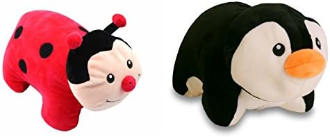 Necknapperz Dotty The Ladybug and Waddle The Penguin Plush Toy and Pillow