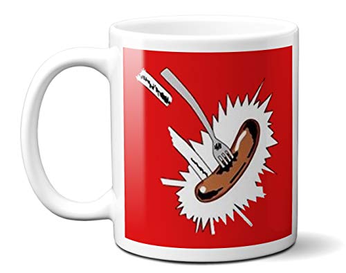 * NEW * Grange Hill Flying Fork and Sausage Mug - Funny Gift