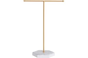 KRYMSON 1 x metalowy stojak na biżuterię, regał do przechowywania biżuterii, kształt litery T, nadaje się do naszyjników, bransoletek, kolczyków, pierścionków, zegarków itp