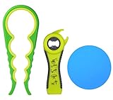 Jar Opener 4-in-1, Manual 5-in-1 Bottle Opener Silicone Jar Gripper 3 Packs, Anti-Slip Beer Bottle Tin Can Lid Off Jar Opener Kitchen Camping Cooking Gadgets for Weak Hands, Seniors and Arthritis