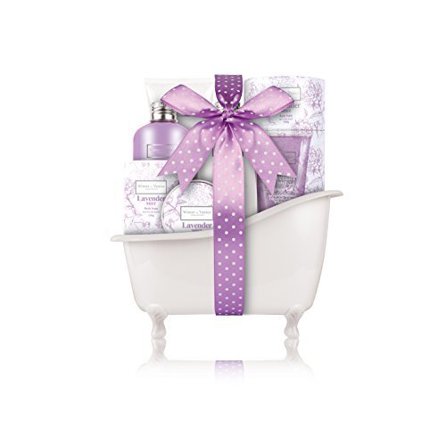 Winter in Venice Lavender Mist Bath Tub - Luxurious Toiletries infused with Natural Fruit and Plant Extracts packed in a Reusable Bathroom Caddy. Award Winning and Best Selling Bath Gift Set
