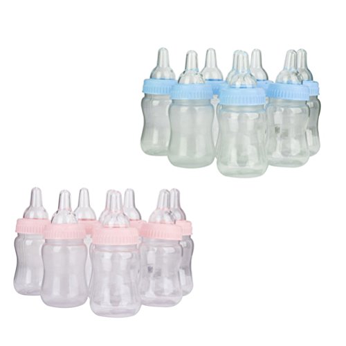 Tinksky Baby Shower Nuckelflasche Candy Box Mini Candy Flasche-Baby-Dusche-Geschenk-Box,12pcs (rosa) - 4