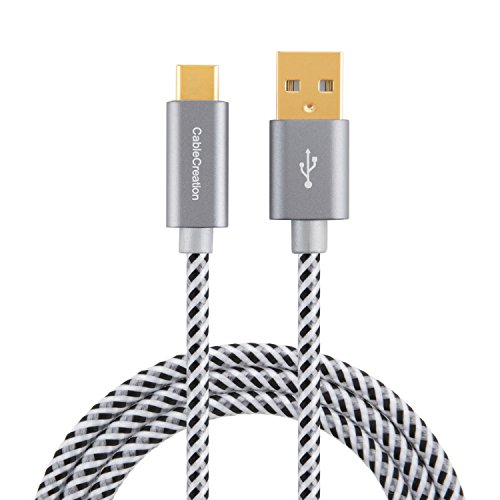 Cablecreation USB-Kabel, USB-C zu USB-A, 4,8 m, geflochten, 56K Ohm-Widerstand, für Nexus 5X / 6P, OnePlus, LG G5, das neue MacBook 12 Zoll, Google Chromebook Pixel, Lumia 950 / 950XL & andere Geräte, Grau
