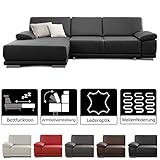 schlafsofa leder schwarz kaufen Lieferumfang: Cavadore 3053 - Ecksofa Corianne in Lederoptik; davorstehend: 3-Sitzer Sofa rechts und Longchair links / Bettfunktion (drell) / Beidseitige Armteilverstellung / Füße: Metall chromfarben