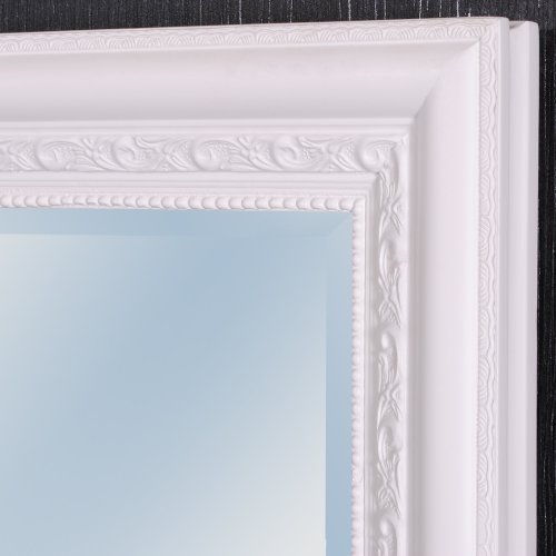 WANDSPIEGEL BAROCK 180x70cm SPIEGEL Pur-Weiß Argento HOLZRAHMEN UND FACETTE - 7