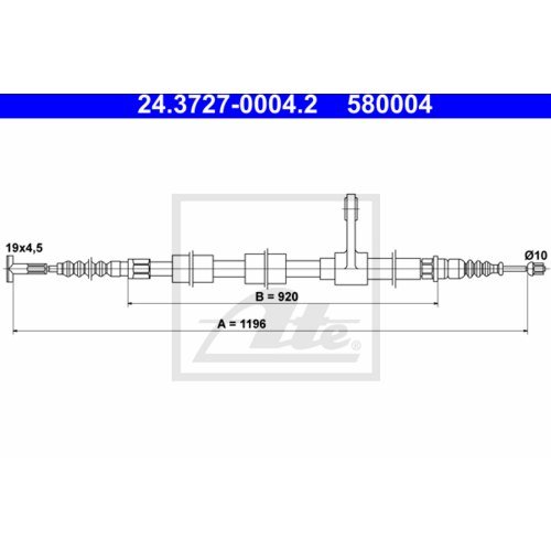 Preisvergleich Produktbild ATE 24.3727-0004.2 Seilzug, Feststellbremse
