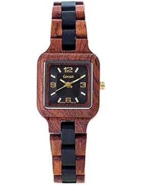 TENSE HOLZUHR ✿ PREMIUM ✿ Womens Summit ✿ Handgefertigt in Kanada ✿ Rosenholz/Sandelholz - braun/schwarz - Damenuhr...