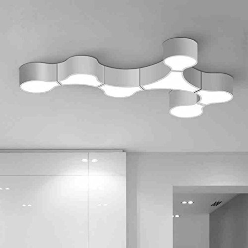 Preisvergleich Produktbild FengChandelier-LED-Wohnzimmer Deckenleuchte Einzelzelle Geometrie Schwarz-Weiß-Kombination Moderne Einfachheit personalisierte Kreativität Schlafzimmer Restaurant Beleuchtung, Drei Köpfe, 40 * 40cm / 12W / Schalter, drei Farben