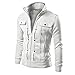 Produktbild Qmber Kapuzenjacke Herrenjacke Sweatjacke Parka Mit Kapuze Hoodies Outdoor Coat Strickjacke Täglichen Mäntel Outwear Herbst Winter Tops, Schlank gestaltete Revers Cardigan(Weiß1,Large)