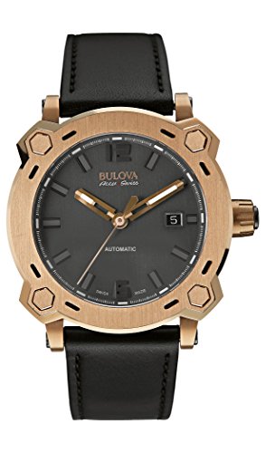 Bulova Accu Swiss Percheron Men's Automatic Watch with Black Dial Analogue Display and Black Silicone Strap 64B129