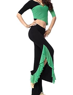 Danza del ventre Costume Set Merged v Neck Top+Wide Leg Split Pantaloni