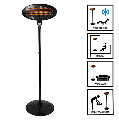 SUNTEC Quarz-Heizstrahler Night Sun [Für Räume bis 60 m³ (~25 m²), Indoor & Outdoor geeignet, 3 Heizstufen, Höhenverstellbar, 2000 Watt] - 2