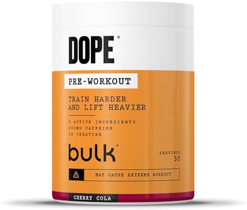 Bulk Polvere Pre-Workout Dope | Cola alla Ciliegia | 3 g di creatina per porzione | 200 mg di caffeina | Citrullina malato e arginina AKG | Beta-alanina | Energia, concentrazione e prestazioni | 510 g