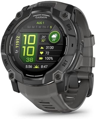 Garmin Instinct 3, Smartwatch, 50mm, Display AMOLED 1,3", Lunetta in metallo, 10ATM, GPS Multi-band, Torcia LED, 90+ App per lo Sport, GarminPay, Connect IQ, Autonomia 24 giorni, Black & Charcoal