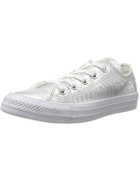 Converse Damen Schuh Chuck Taylor Ox Schlangenhautmuster Silber/Weiß