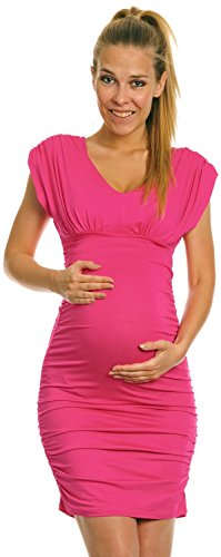 Happy Mama Women's Maternity Stretch Jersey Dress Fits Bigger Busts Ladies 525p (Fuchsia, 14)