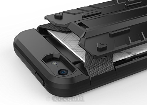 Cocomii Transformer Armor iPhone SE 5S 5C 5 Funda NUEVO  Robusto  Superior Incorporado Cartera Soporte Antichoque R  gido Caja  Militar Defensor  Cuerpo Completo Doble Capa S  lido Case Carcasa   NEW  Heavy Duty  Premium Built-in Multi Card Holder Kickstand Shockproof Hard Bumper Shell  Military Defender  Full Body Dual Layer Rugged Cover for Apple iPhone SE 5S 5C 5  T Red 